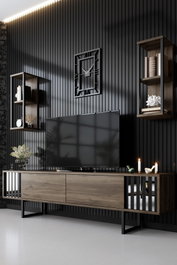 Hanah Home Mueble para Televisor Chrome Line - Nogal, Negro